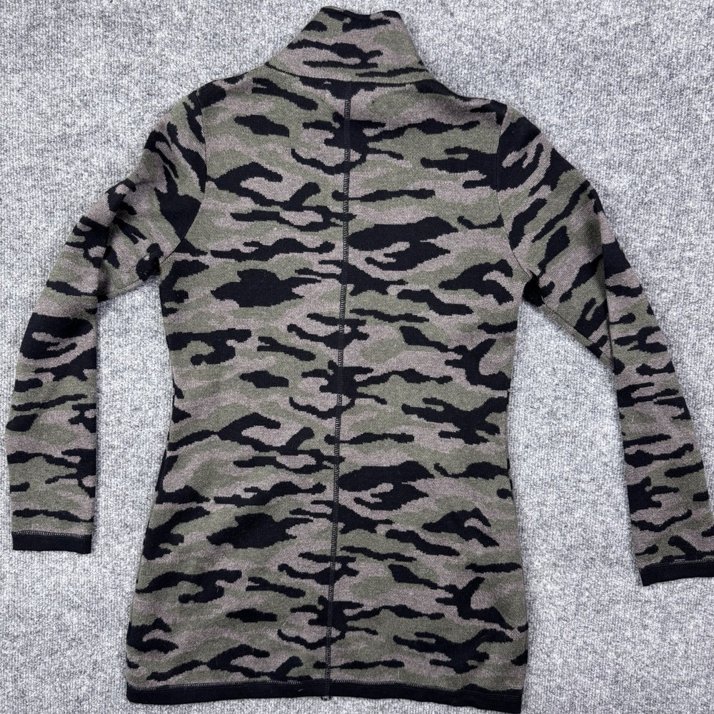 Cynthia Rowley Active Camo Zip Up Jacket Longline Knit Cardigan Green Size M - Picture 6 of 6